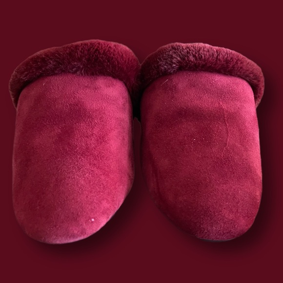 BIRDIES red merlot faux fur slippers size 7.5 The Songbird style - Picture 3 of 10